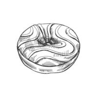 A hand-drawn sketch of donut. Vintage illustration.  Pastry sweets, dessert. Element for the design of labels, packaging and postcards. vector