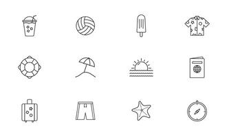 Summer Icon with Outline Style vector