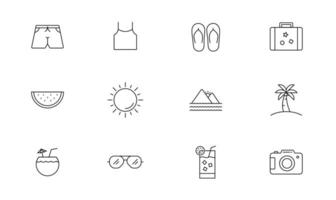 Summer Vacation Icon with Outline Style vector