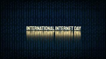 The gold text on digital background for International Internet Day 3d rendering photo