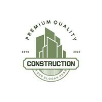 edificio real inmuebles Departamento construcción logo, elegante prima rústico monograma vector diseño