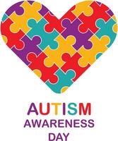 Autism Awareness Month. Multicolored puzzle. Healthcare concept. Vector illustration on white background