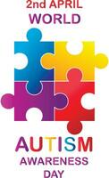 autismo conciencia mes. multicolor rompecabezas. cuidado de la salud concepto. vector ilustración en blanco antecedentes