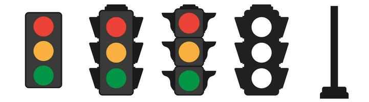 traffic light red yellow, green icon street sign vector