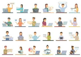 UX Designer icons set cartoon vector. System ui vector