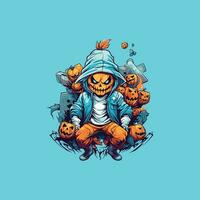 Hoodie and Pumpkin Simple Halloween Costume Idea vector