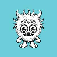 The Furry Cartoon Monster with Horns vector