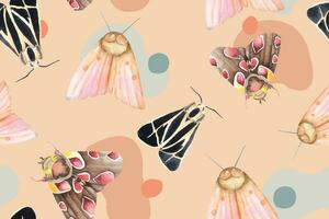 Pattern of moth, butterflies for fabric and wallpaper.Background fantasy insects. vector