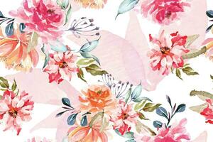 Seamless pattern of blooming flowers painted in watercolor on abstract background.For fabric luxurious and wallpaper, vintage style.Hand drawn botanical floral colorful pattern. vector