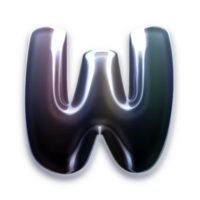 3d Silver Letter W png