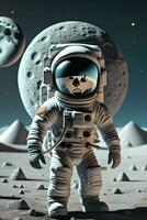 astronaut floating on the moon made with generative Ai technology photo