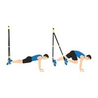 Man doing TRX Suspension strap Mountain climber exercise. Flat vector illustration isolated on white background