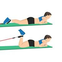 Woman doing Prone leg curl exercise. vector