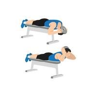 Man doing Lying face down plate neck resistance exercise. Flat vector illustration isolated on white background