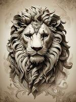 hermosa león cabeza foto