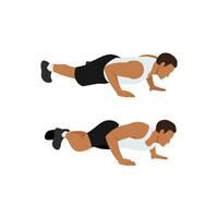 Man doing Spider-man press-up exercise. Flat vector illustration isolated on white background