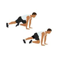 Man doing Mountain climber exercise. Flat vector illustration isolated on white background