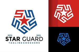 Letter S Star Guard logo design vector symbol icon illustration