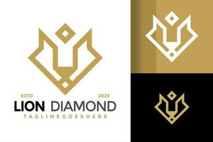 Lion diamond jewelry ogo design vector symbol icon illustration