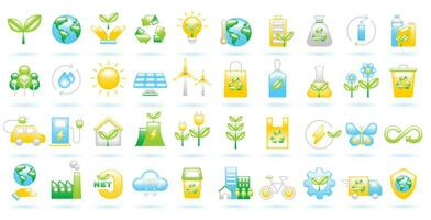 3D Icon Set of Ecology Sustainability Environment Eco Friendly Green Energy Renewable Energy Concept. Cute Color Realistic Cartoon Minimal Style. 3D Render Vector Icons UX UI Isolated Illustration.