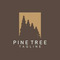 Pine Tree Logo, Vector Design Illustration Template Evergreen Tree Vintage Silhouette Forest