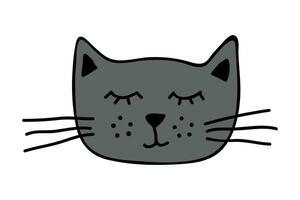 Hand drawn cat muzzle clipart. Cute pet face doodle vector
