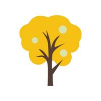 Yellow Autumn Tree Simple Icon in Flat Style. Suitable for design of websites, postcards, books, patterns and other purposes vector