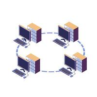 concepto de análisis de datos de tecnología de cadena de bloques para inversores, soluciones de marketing o rendimiento financiero, ilustración de concepto de estadísticas de moneda criptográfica, vector isométrico de diseño plano moderno