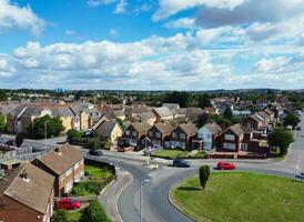 High Angle View of Western Luton City and Residential District. Aerial View of Captured with Drone's Camera on 30th July, 2023. England, UK photo