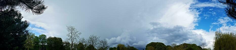 Low Angle Wide Panoramic View of Wardown Museum Public Park. The Wardown Public Park is Located Near to Central Luton City of England, Captured on May 5th, 2023 photo