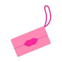 Cute pink bag with lips. Vector illustration