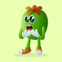 Cute Feijoa character with a surprised face and open mouth vector