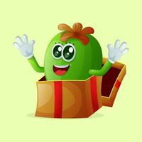 Cute Feijoa character receiving gifts vector