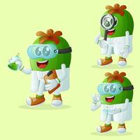 Cute Feijoa characters as scientists vector