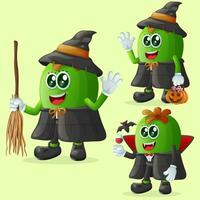 Cute Feijoa characters on Halloween vector