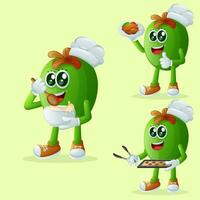 Cute Feijoa character in the kitchen vector