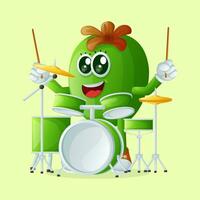 Cute Feijoa character playing musical instrument vector