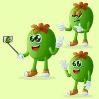 Cute Feijoa characters as narcissistic vector