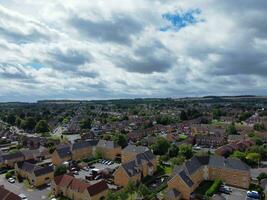 High Angle View of Western Luton City and Residential District. Aerial View of Captured with Drone's Camera on 30th July, 2023. England, UK photo