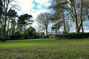 High Angle View of Wardown Museum Public Park Which has a Free Access to Ordinary Public. The Wardown Public Park is Located Near to Central Luton City of England, Captured on April 16th, 2023 photo