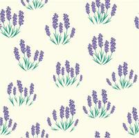 Botanical seamless print with various floral elements. Blue fields of lavender and chamomile. pattern with miniature flowers, vintage textile vector