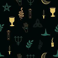 Magic and heaven seamless pattern, with magical elements such as snake, eye. Symbols and elements of the witchcraft theme. vector