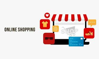 Smartphone with shop app. Shopping online on website in mobile application vector