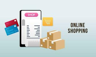 Smartphone with shop app. Shopping online on website in mobile application vector