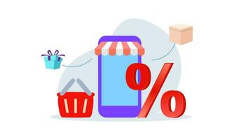 Smartphone with shop app. Shopping online on website in mobile application vector