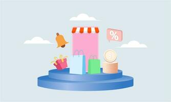 Smartphone with shop app. Shopping online on website in mobile application vector