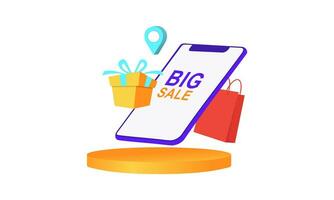 teléfono inteligente con tienda aplicación compras en línea en sitio web en móvil solicitud vector