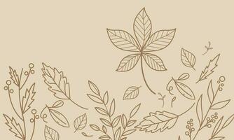 Hand drawn autumn leaves background logo vector