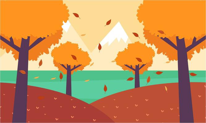 Flat autumn leaves background vector