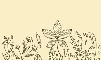 Hand drawn autumn leaves background logo vector